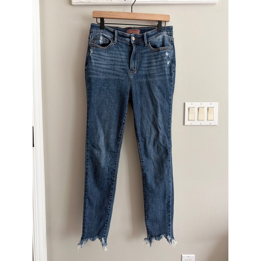 Judy Blue Women's Size 9/29 Skinny Fit Stretch Jeans Blue Wash Raw Hem